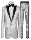 Sequin Suit - Silver Grey Shiny Suit Perfect for Stage or Prom Fancy Pattern Glitter Fabric