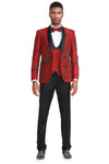 Mens Slim Fit One Button Shawl Lapel Prom Tuxedo in Red