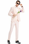 Mens One Button Vested Paisley Prom and Wedding Tuxedo in Blush Pink
