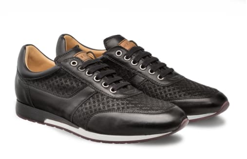 Maxim Black Calfskin and Suede Dress Sneaker by Mezlan – Made in Spain