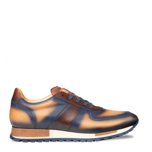 Men's Latini Multi-Tone Blue Sneakers by Mezlan – Hand-Burnished Calfskin, Made in Spain