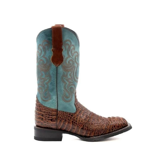 Ferinni Boot - Mens Dress Cowboy Boot - Ferrini Stampede Men's Print Crocodile Boots Handcrafted Sport Rust in Rust Color