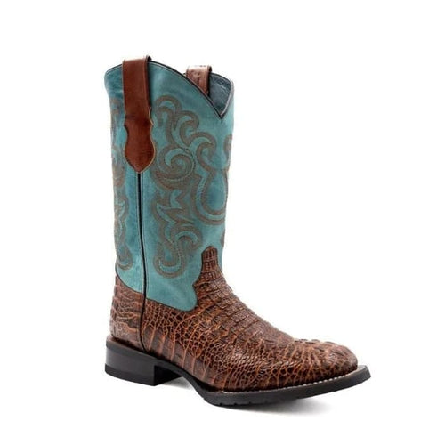 Ferinni Boot - Mens Dress Cowboy Boot - Ferrini Stampede Men's Print Crocodile Boots Handcrafted Sport Rust in Rust Color