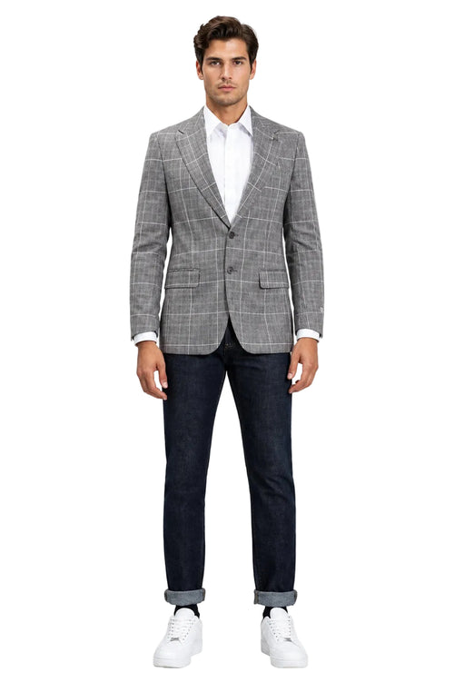 Stacy Adams Men's Hybrid Fit Sport Coat - Windowpane Plaid