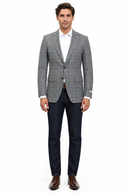 Stacy Adams Men's Hybrid Fit Sport Coat - Windowpane Plaid