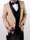 Statement Men's Champagne with Black Lapel Vested 100% Wool Tuxedos
