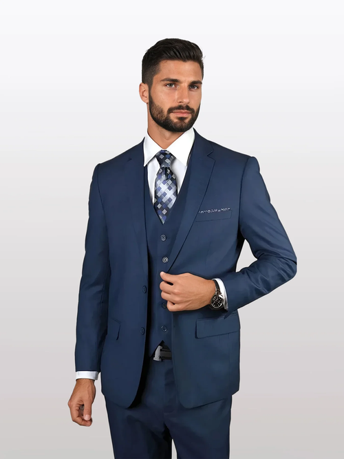 Statement Men's Sapphire 100% Wool Slim Fit Suits