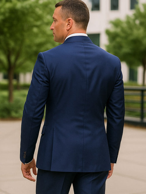 Modern slim fit navy suit for men