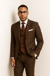 Statement ITALY Suit - Super 150's Wool Suit Statement Men's 3 Piece 100% Wool Fashion Suit - Classic Plaid Pattern