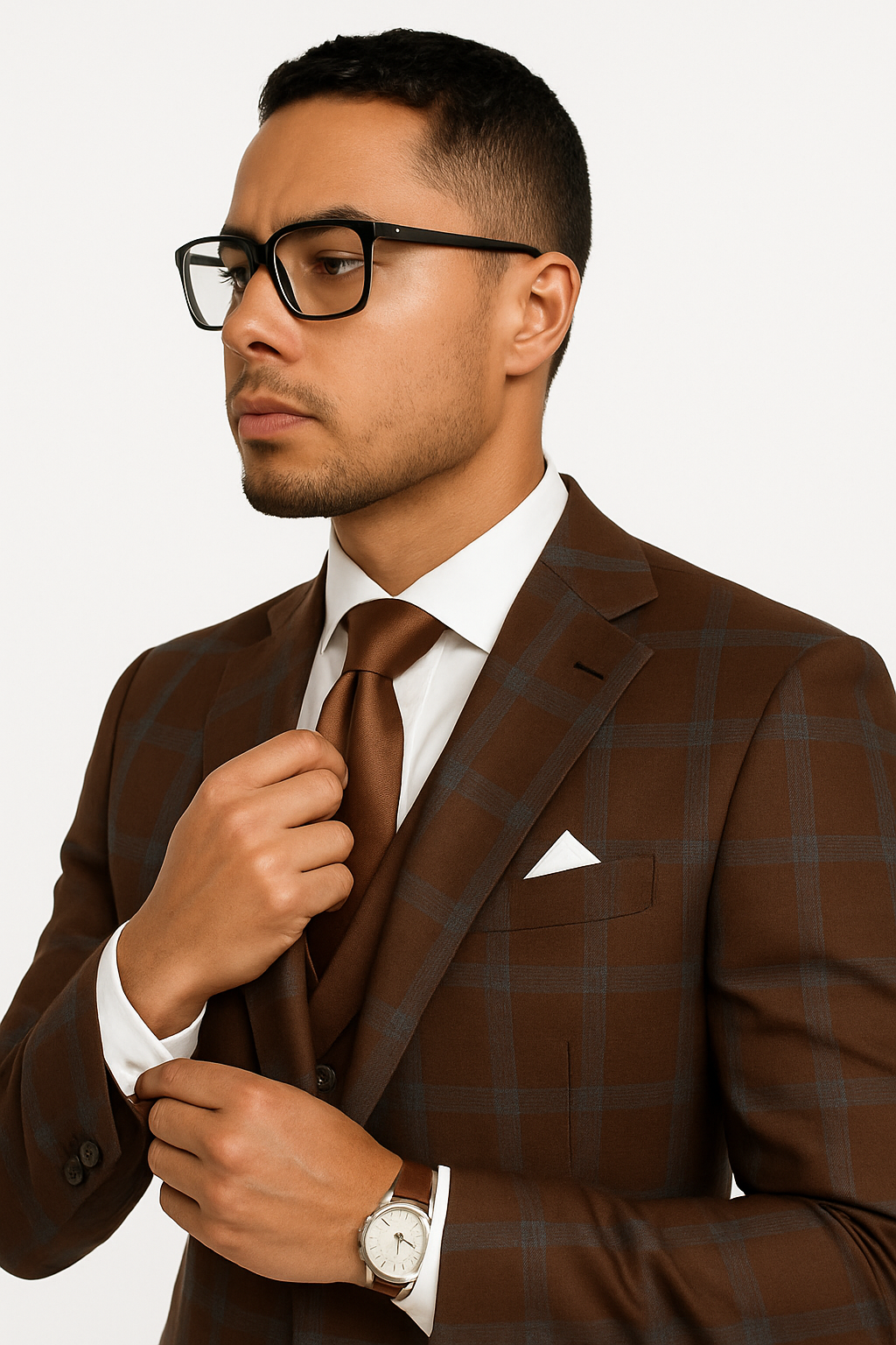 Statement ITALY Suit - Super 150's Wool Suit Statement Men's 3 Piece 100% Wool Fashion Suit - Classic Plaid Pattern