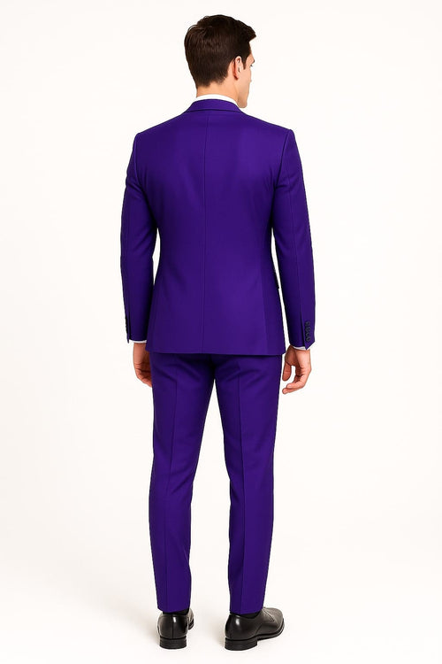 Purple Tuxedo Suit for Men – Stylish Two-Piece Prom and Wedding Suit with Matching Satin Lapel