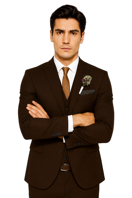 Mens Brown Linen Suit - Brown Summer Wedding Suit