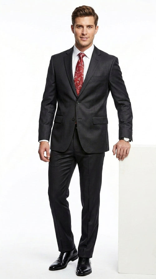 Men’s Black Extra Long Suit, Classic Formal Wedding Business Dress Suit Set