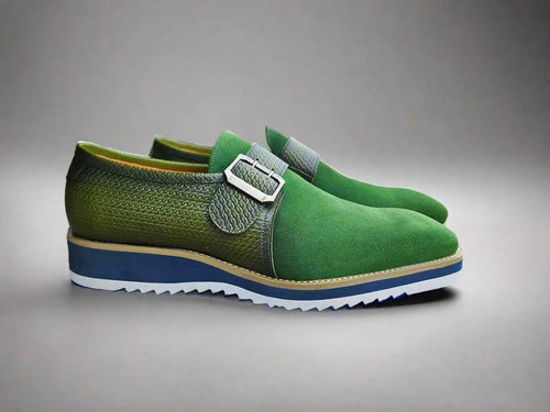 Suede Buckle Monk Strap Shoe