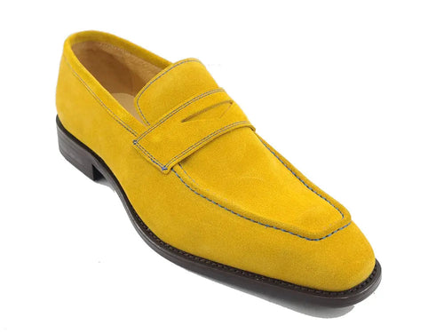 Mens Suede Contrast Stitch Penny Loafers
