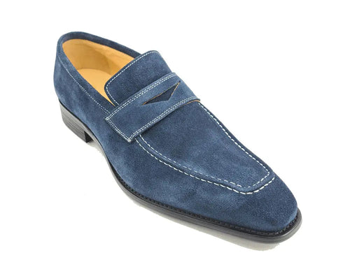 Mens Suede Contrast Stitch Penny Loafers