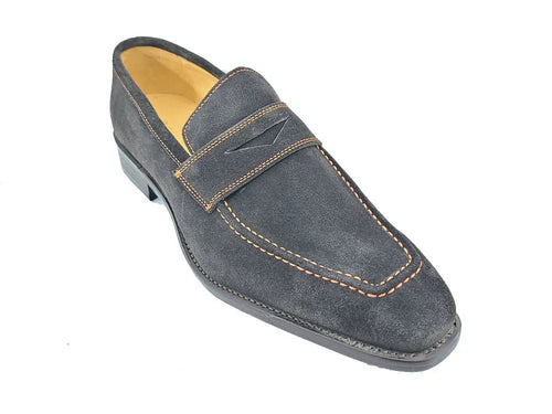Mens Suede Contrast Stitch Penny Loafers
