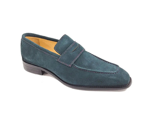 Mens Suede Contrast Stitch Penny Loafers