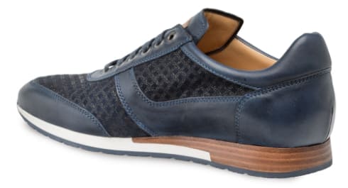 Maxim Blue Calfskin and Suede Dress Sneaker by Mezlan – Made in Spain
