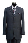 Mens Classic Fit 3 Button 2PC Pinstripe Suit in Grey