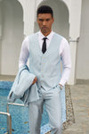 Mens Stacy Adams Suit - Stacy Adams Suit Men's Grey Blue Summer Suit with Peak Lapel Vest
