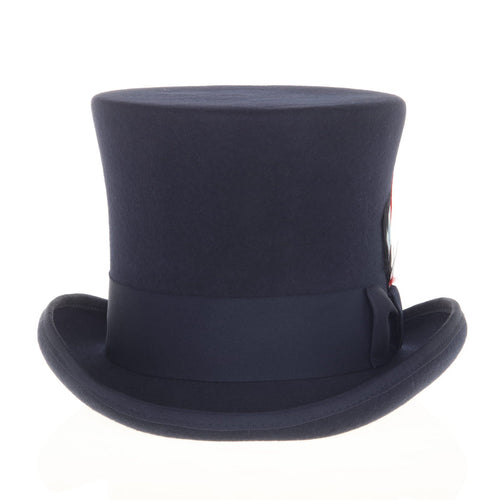 Men's Tall 100% Wool Dress Top Hat in Navy Blue