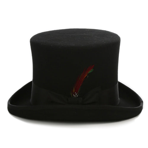 Men's Tall 100% Wool Dress Top Hat in Black