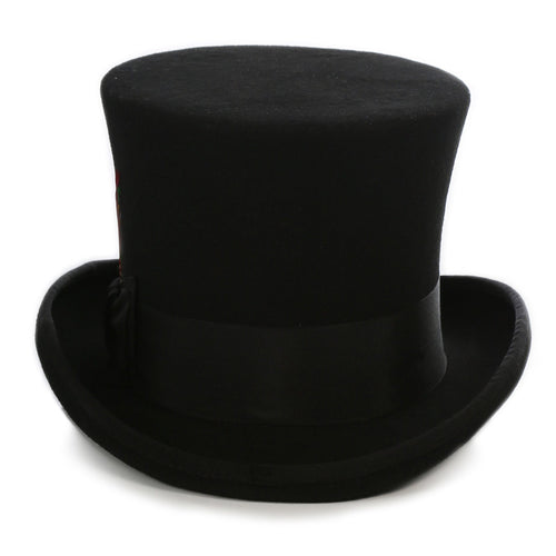 Men's Tall 100% Wool Dress Top Hat in Black