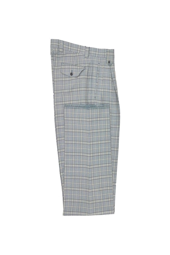 Tiglio Luxe Light Blue Houndstooth with White Windowpane Wide Leg Wool Dress Pant 2576 CT552161