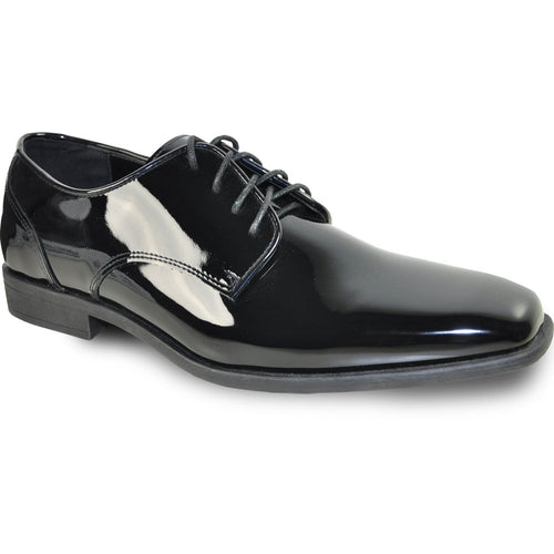 Mens Black Shiny Dress Shoe - Lace-up Style Secure and Adjustable
