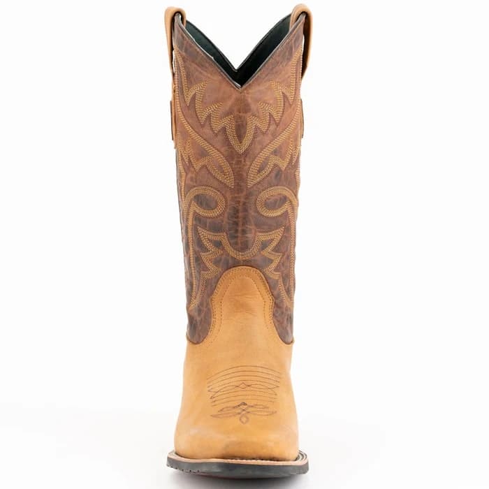 Ferinni Boot - Mens Dress Cowboy Boot -Ferrini Men's Kingston Rubber Sole Square Toe Boots Handcrafted - Tan in Tan