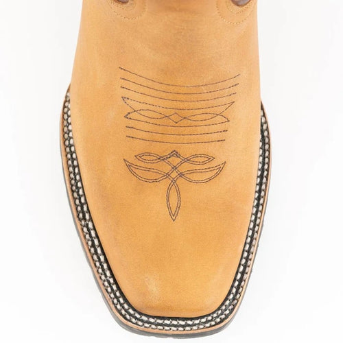 Ferinni Boot - Mens Dress Cowboy Boot -Ferrini Men's Kingston Rubber Sole Square Toe Boots Handcrafted - Tan in Tan