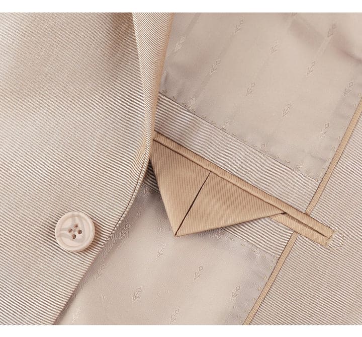 Mens Basic Two Button Classic Fit Shiny Champagne Tan Sharkskin Suit