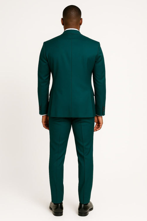 Teal Green Tuxedo Suit for Men – Satin Shawl Lapel Prom and Wedding Suit