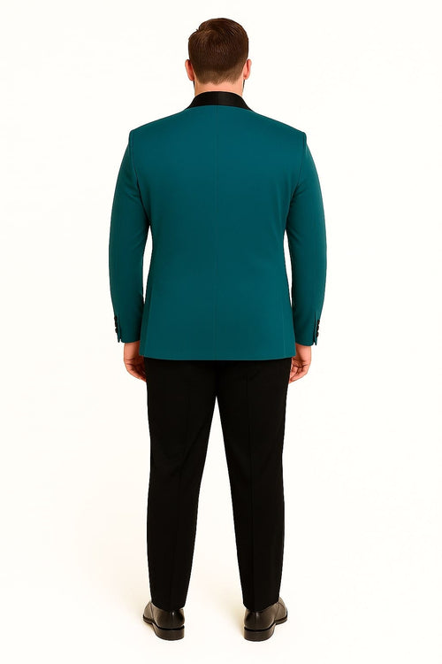 Teal Velvet Tuxedo for Men – One Button Black Satin Lapel Formal Suit with Bow Tie