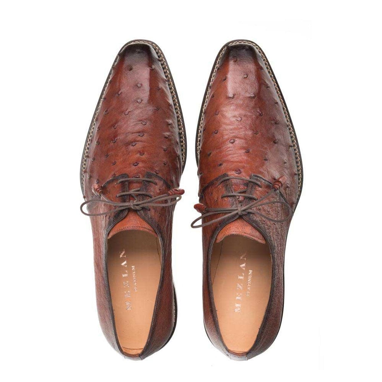 Tillson Brandy Genuine Ostrich Plain Toe Mens Blucher By Mezlan Made In Spain Brand