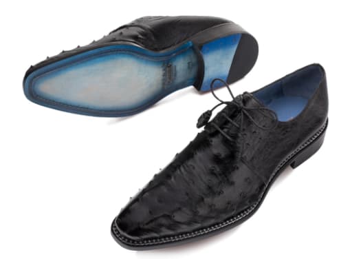 Mezlan Tillson Genuine Ostrich Dress Shoe – Black Exotic Leather, Made in Spain