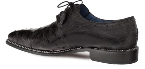 Mezlan Tillson Genuine Ostrich Dress Shoe – Black Exotic Leather, Made in Spain