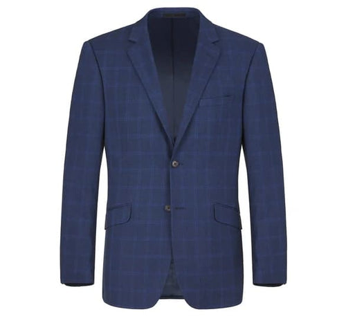 Renoir Clothing - Renoir Suit - Renoir Fashion - Performance 2-button Slim Fit Tonal Blue Windowpane Renoir Suit