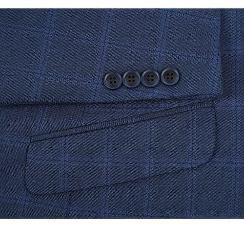 Renoir Clothing - Renoir Suit - Renoir Fashion - Performance 2-button Slim Fit Tonal Blue Windowpane Renoir Suit