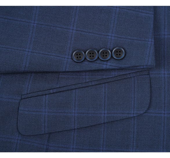 Renoir Clothing - Renoir Suit - Renoir Fashion - Performance 2-button Slim Fit Tonal Blue Windowpane Renoir Suit