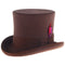 Men's Tall 100% Wool Dress Top Hat in Brown
