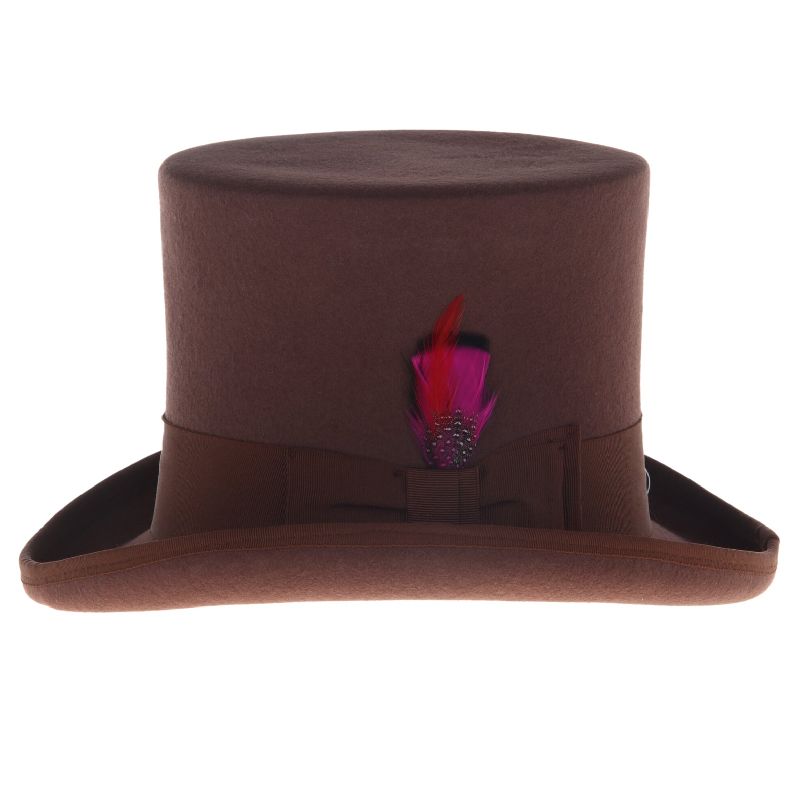 Men's Tall 100% Wool Dress Top Hat in Brown