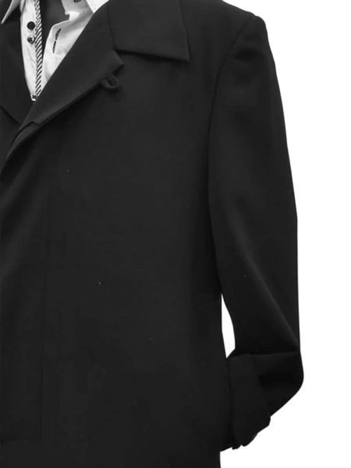 Mens Black Overcoat - Black 100% Plush MicroFiber Dress Trench Top Long Coat - Mens Topcoat - Mens Overcoat