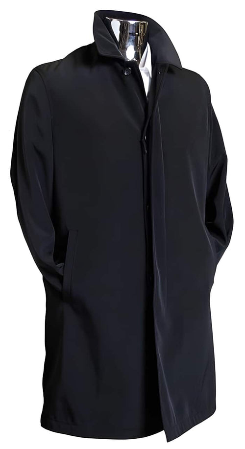 Mens Black Overcoat - Dark color black 3/4 Raincoat Dress Coat Priced Available In Big & Tall Sizes Trench Coat / Trenchcoat / Overcoat