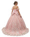 Off-Shoulder Quinceañera Gown with Floral Sweetheart Neckline & Corset Back Bow by Trevi TL3073C