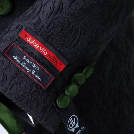 Mens Black With Hunter Velvet Lapel 3-Piece Tailored-Fit Tuxedo