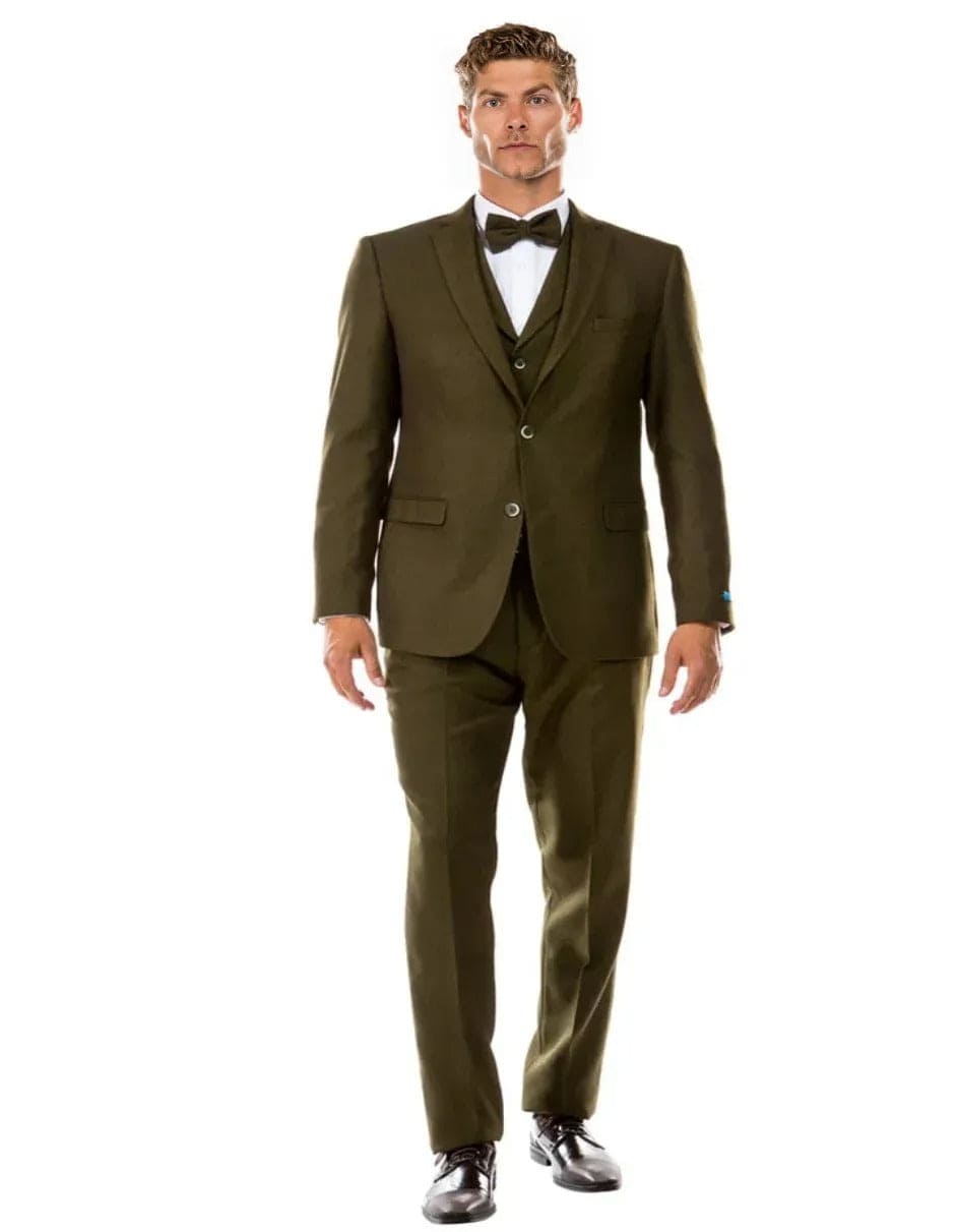 Tweed 1920s Vintage Looking Fabric Vested Olive Green Herringbone Fabric Suit