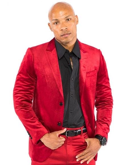 Men's Red Velvet Suit & Cheap Priced Men's blazer Jacket For Men Sport Coat + Pants