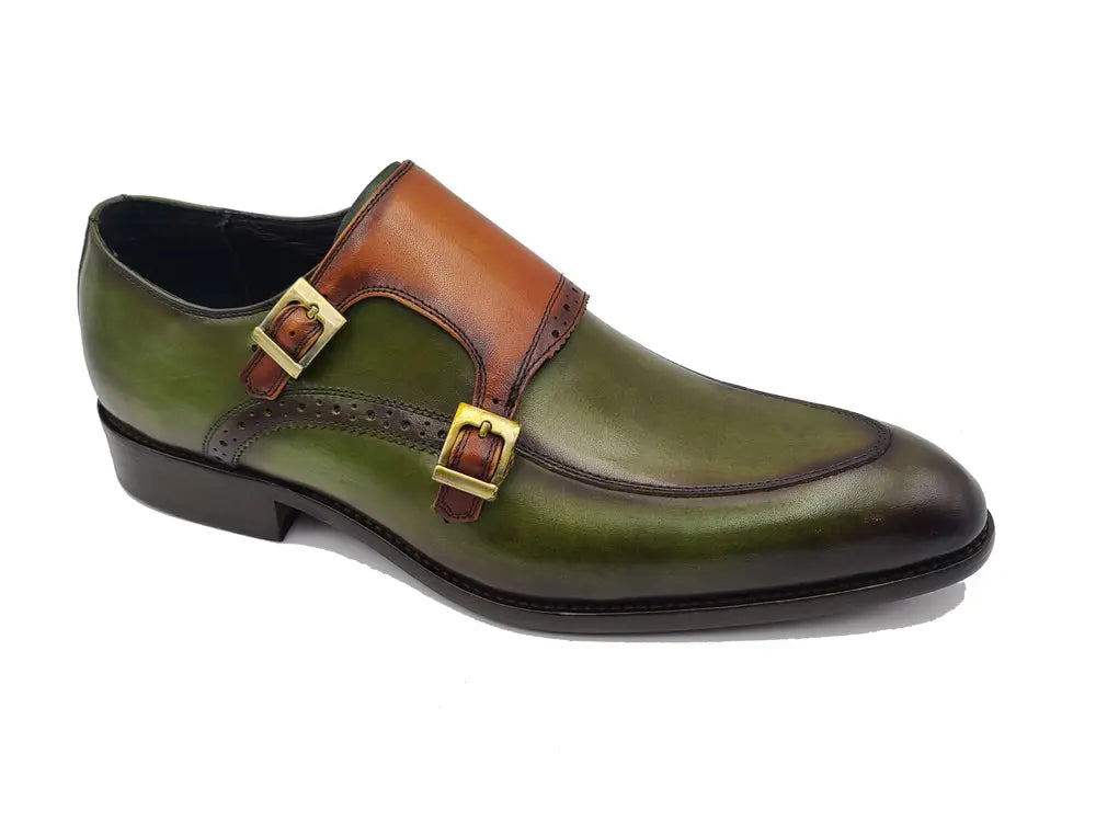 Men’s Two-Tone Double Monk Strap Buckle Loafers